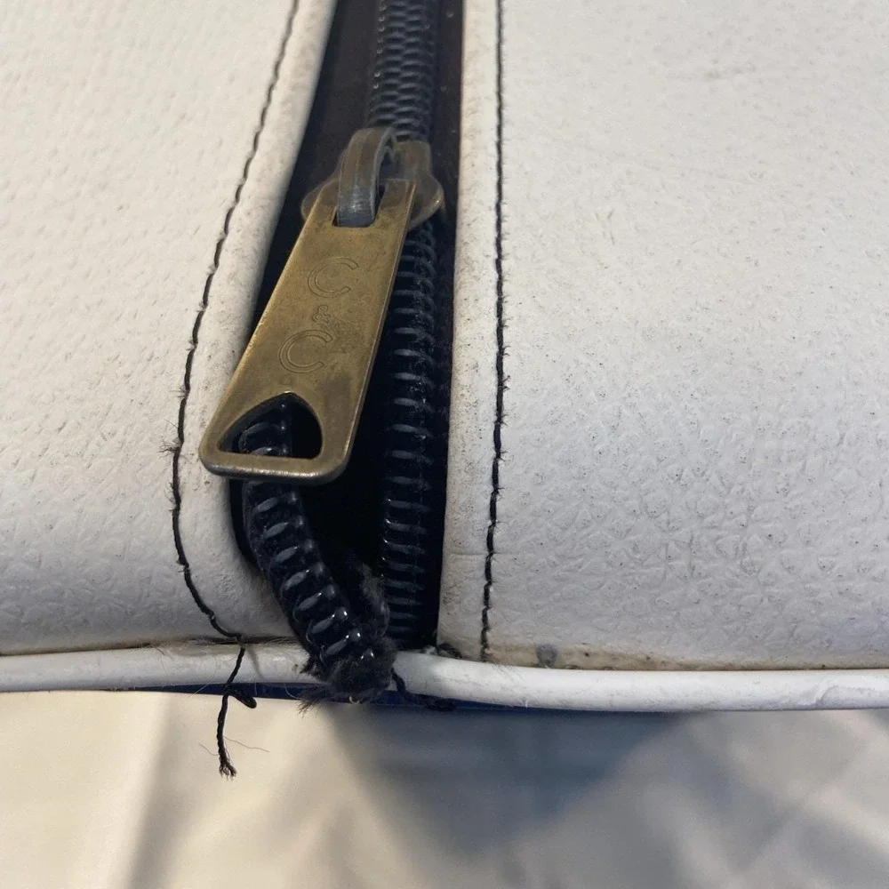 Phillips Andover Vintage Leather Gym Duffel Blue And White With Working Zipper